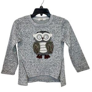 Aurora Baby‎ OWL Sweater Girls Size 140 (7-8) Novelty Grey Crewneck Pullover